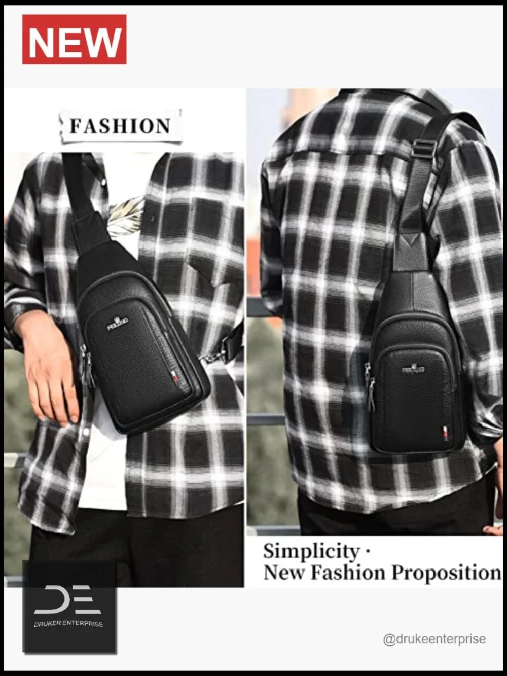 PU Leather Sling Backpack Crossbody Shoulder Bag Travel Daypack